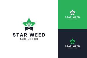 star cannabis negative space logo design vector