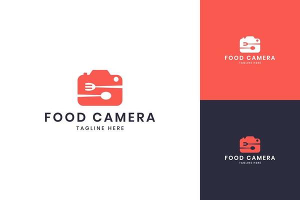 food camera negative space logo design