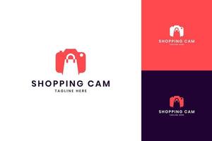 camera shopping negative space logo design vector