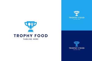 trophy food negative space logo design vector