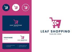 leaf shopping negative space logo design vector