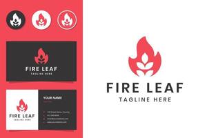 fire leaf negative space logo design vector