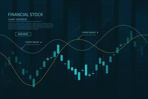 Gráfico de velas en la ilustración del mercado financiero sobre fondo azul. vector