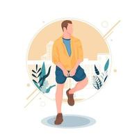 portrait of a man sitting posing in stylish outfits illustration vector