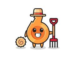Mascot character of whistle as a farmer vector