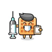 Ilustración de mascota de gofre como médico vector