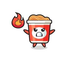 instant noodle character cartoon with angry gesture vector