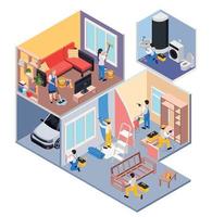 Rooms Renovation Isometric Composition vector