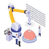 Brain Implants Technologies Isometric Composition vector