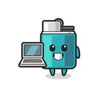 Mascot Illustration of lighter with a laptop vector