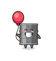 oil drum mascot illustration is playing balloon vector