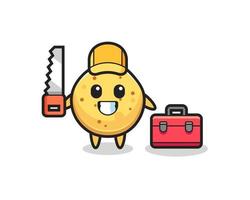 Illustration of potato chip character as a woodworker vector