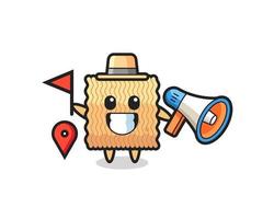 Character cartoon of raw instant noodle as a tour guide vector