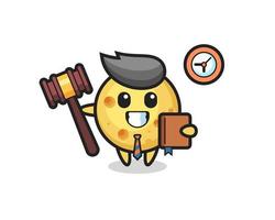 Mascot cartoon of round cheese as a judge vector