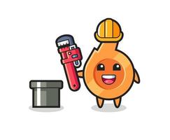 Character Illustration of whistle as a plumber vector