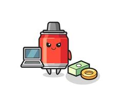 Mascot Illustration of drink can as a hacker vector