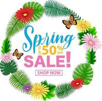 Spring sale banner template vector
