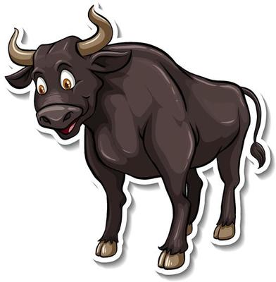 A cute black cow cartoon animal sticker