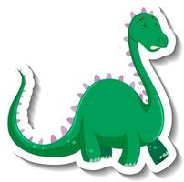 Cute green dinosaur cartoon character sticker vector