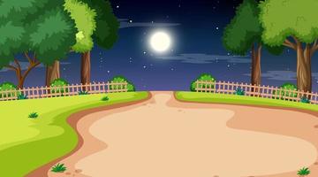 Blank nature park landscape at night scene with pathway through the meadow vector