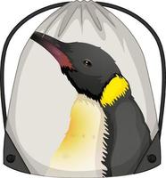 Drawstring backpack with penguin pattern vector