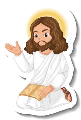 Jesus Christ cartoon character sticker on white background