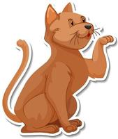 A sticker template of cat cartoon character vector