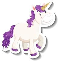 Lindo unicornio pose de pie sobre fondo blanco. vector