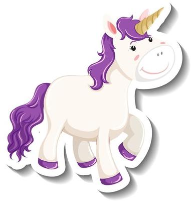 Cute unicorn standing pose on white background