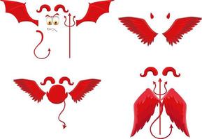 Set of devil and angel object decor vector