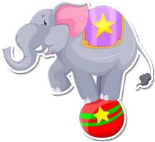 una plantilla de pegatina de personaje de dibujos animados de elefante vector
