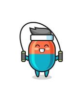 capsule character cartoon with skipping rope vector