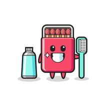 Mascot Illustration of matches box with a toothbrush vector