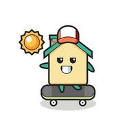 house character illustration ride a skateboard vector