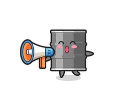 oil drum character illustration holding a megaphone vector