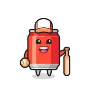 Cartoon character of drink can as a baseball player vector