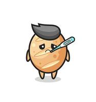 french bread mascot character with fever condition vector