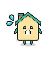 house mascot character with afraid gesture vector