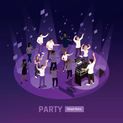 DJ Party Isometric Background