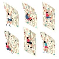 Isometric Climbing Walls Set vector