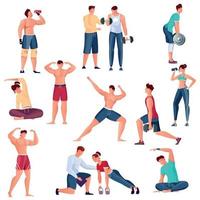 Bodybuilding Flat Set vector