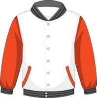 Front of basic white and orange bomber jacket isolated vector