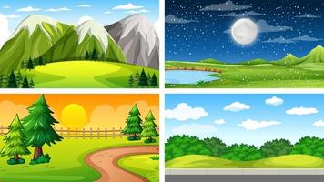 Four different scene of nature park and forest vector