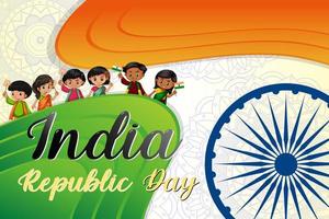 India Republic Day banner with kid characters vector