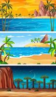 Set of different forest horizontal scenes in different times vector