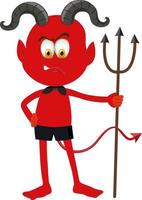 personaje de dibujos animados del diablo rojo con expresión facial vector