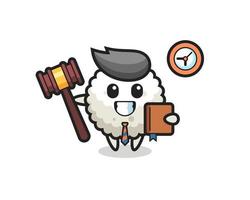 Mascot cartoon of rice ball as a judge vector