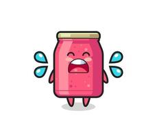 strawberry jam cartoon illustration with crying gesture vector