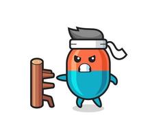 capsule cartoon illustration as a karate fighter vector