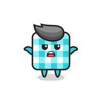 checkered tablecloth mascot character saying I do not know vector